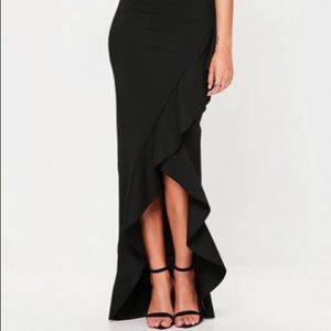 Slinky Maxi Skirt With Split And Front Ruffle